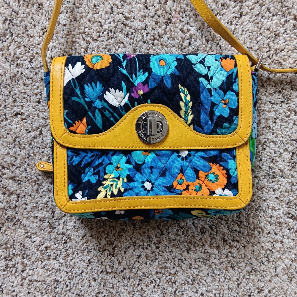CLEARANCE Vera Bradley Patricia Crossbody Midnight Blues Small Yellow Blue Purse